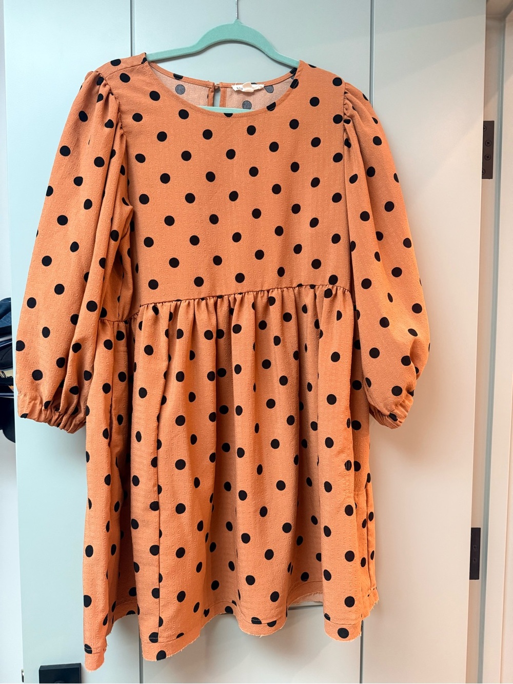 Polka Dot Puff-Sleeve Dress